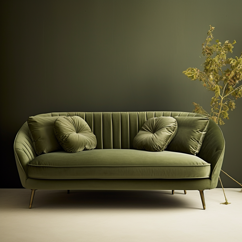 Buxton Collection Olive Green Velvet Sofa