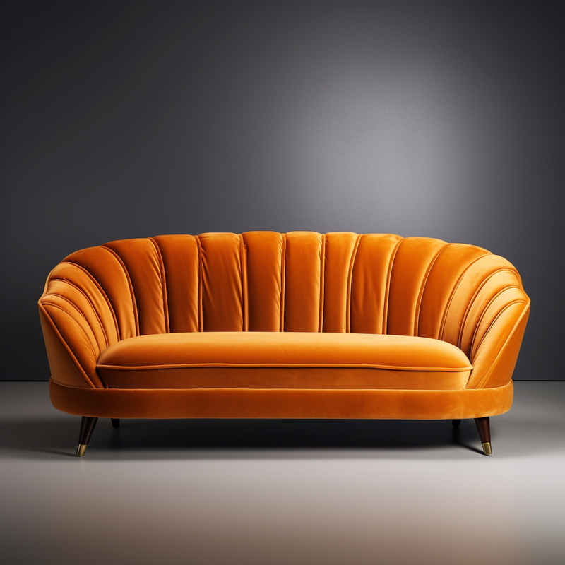 Buxton Collection Orange Velvet Sofa