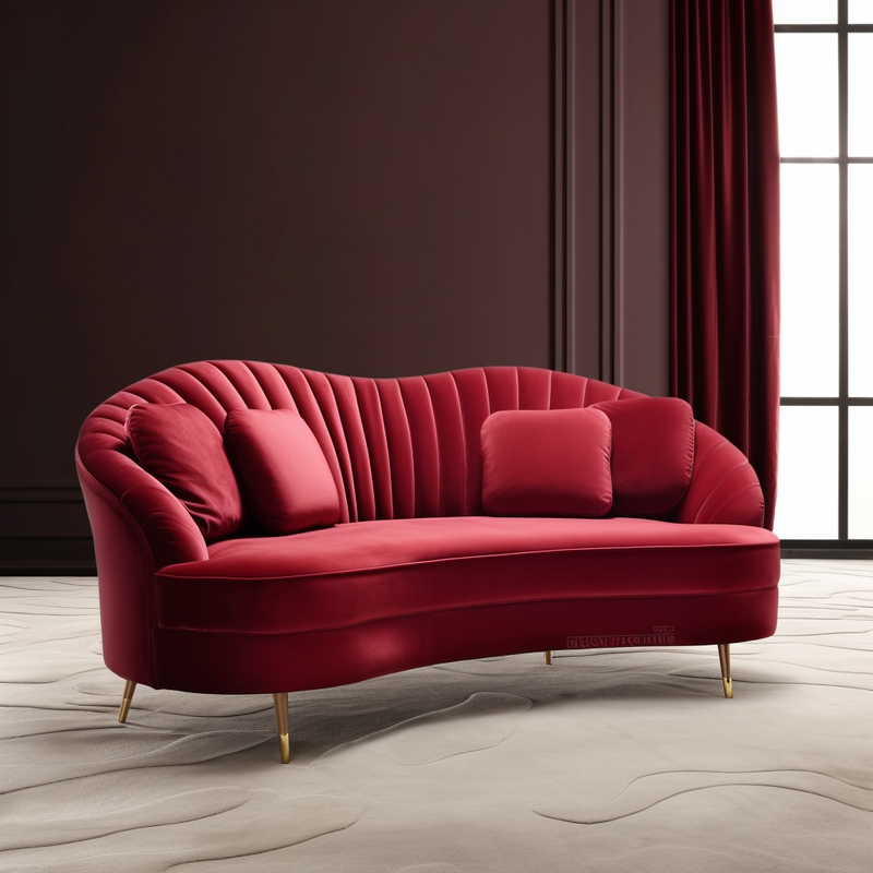 Buxton Collection Red Velvet Sofa