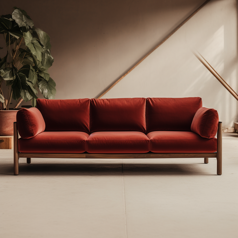 Rio 3 Seater Rust Velvet Sofa