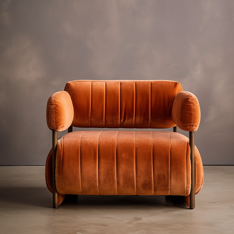 Vancouver Antique Orange Velvet Arm Chair