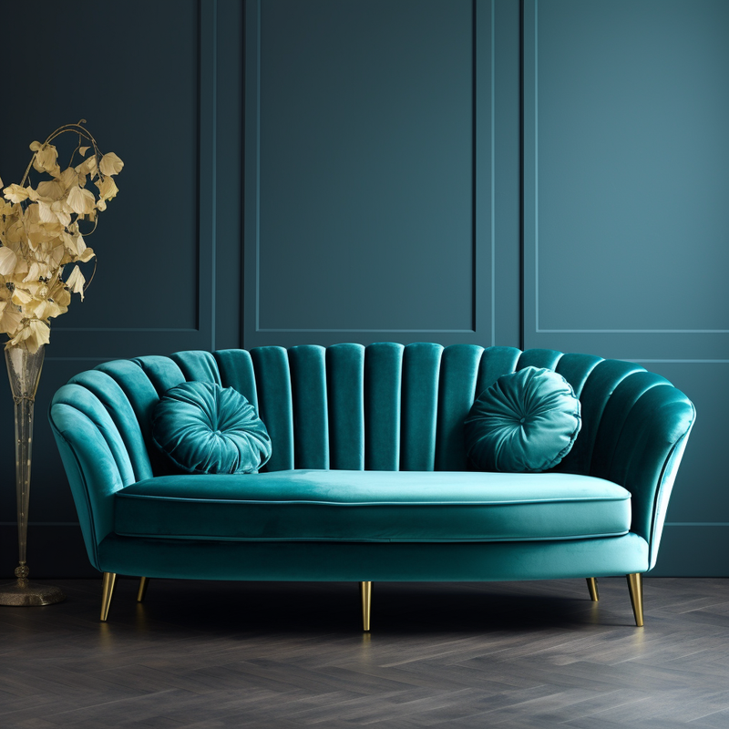 Buxton Collection Teal Velvet Sofa