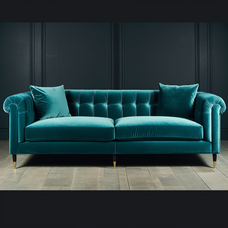 Brookside Teal Velvet Sofa