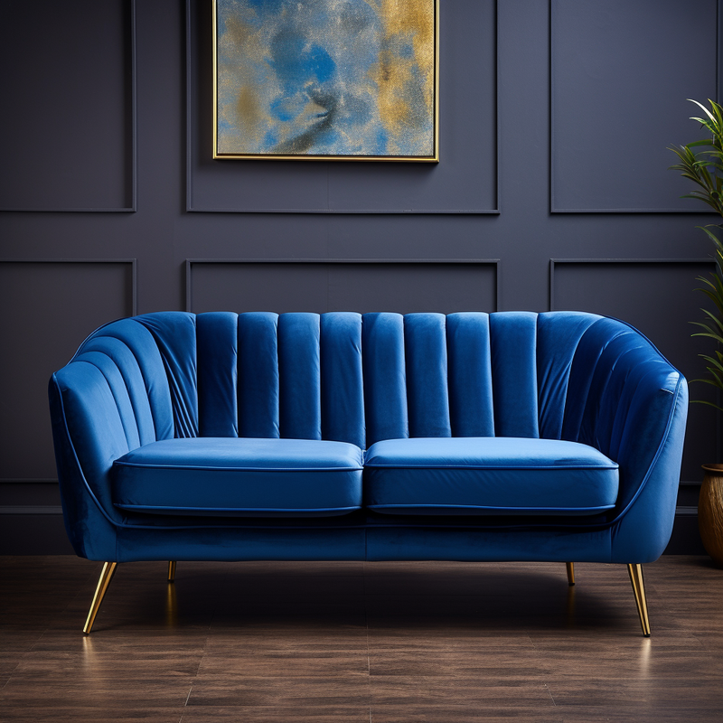 Buxton Collection Royal Blue Velvet Sofa