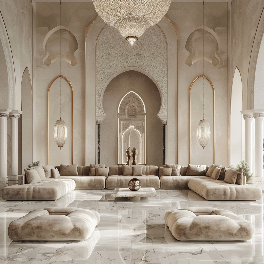 Modern Arabian majlis with modular seating